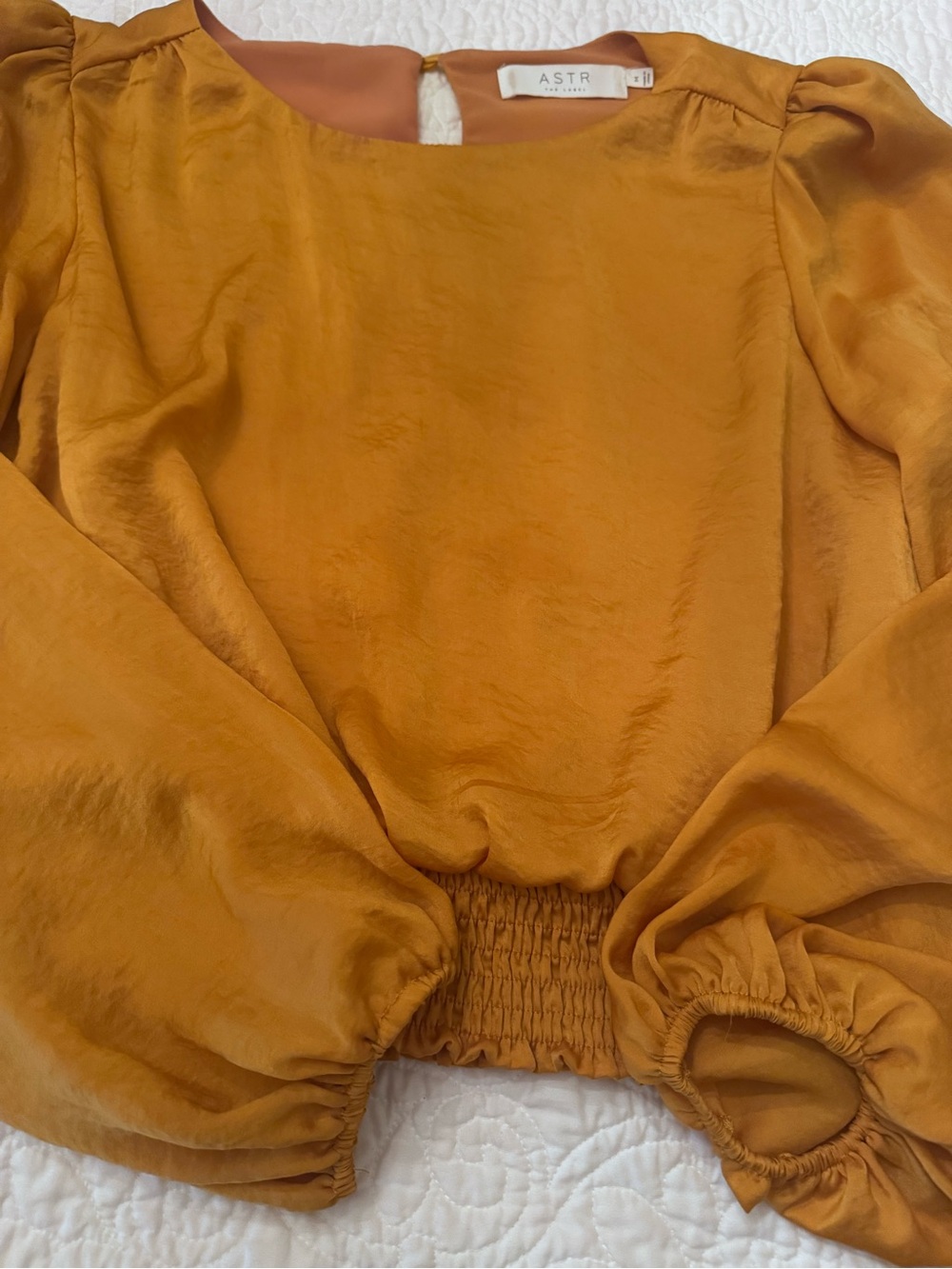 ASTR The Label Mustard Yellow Satin Blouse